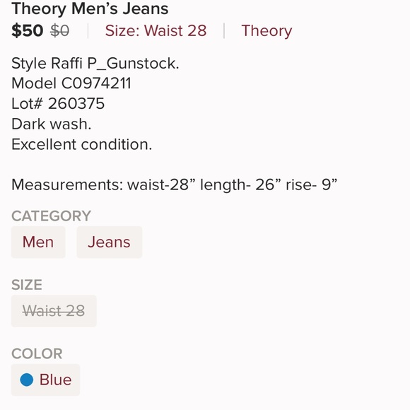 Theory Men’s Jeans - Picture 8 of 8